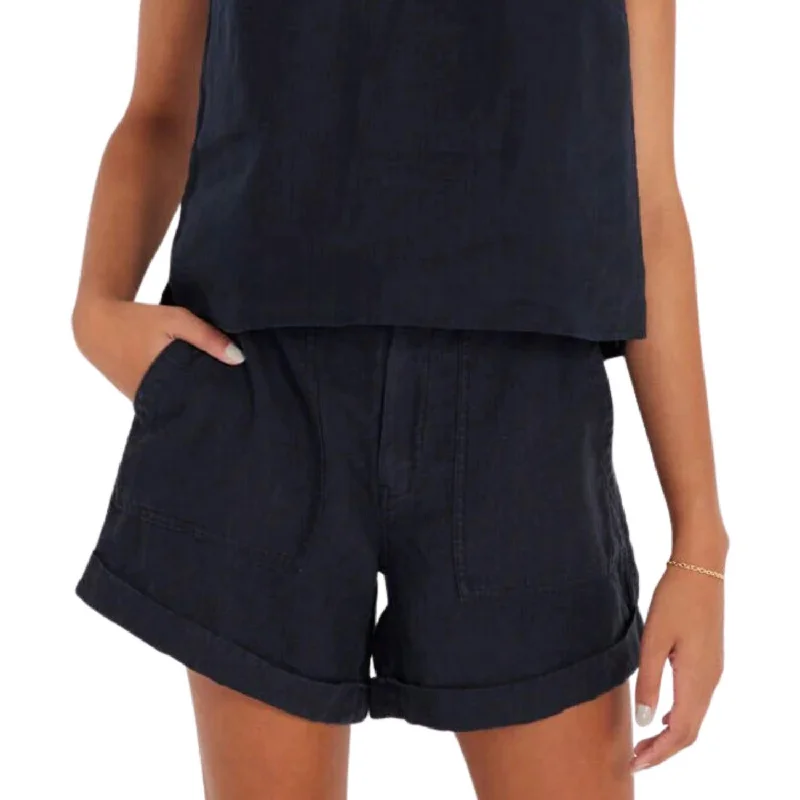 Fashion Forward Femininity Palmer Linen Short In Black