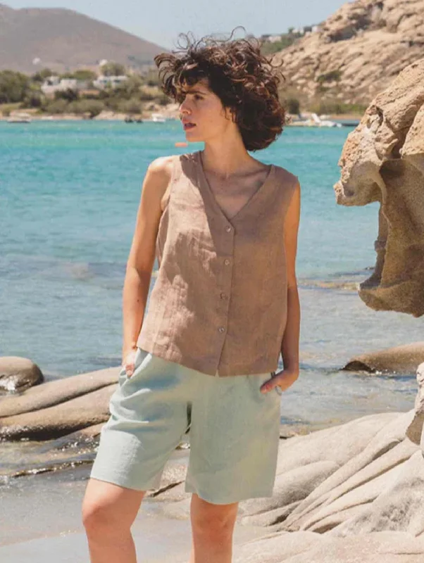 Chic & Cozy Apparel Matilda Long Linen Shorts | Multiple Colours