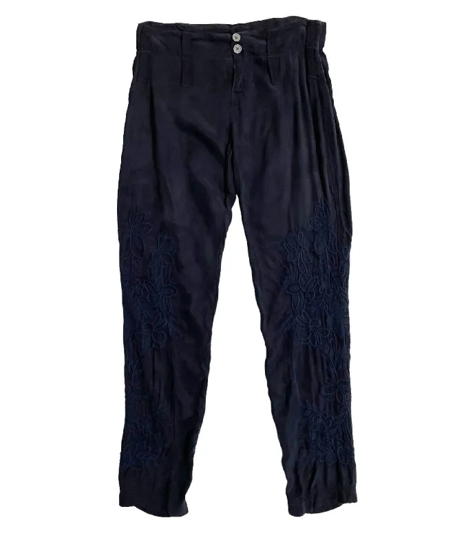 Trendy Threads Pete & Greta Embroidered Pants In Blue