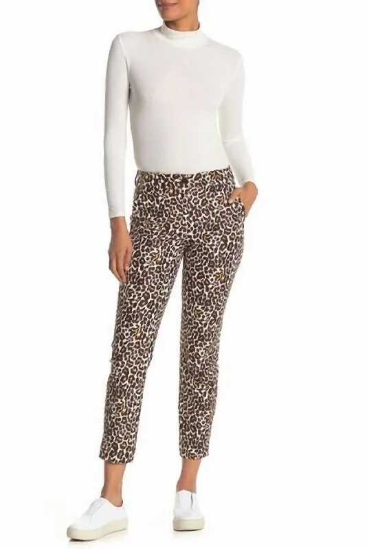 Athleisure Wear Special Offer Leopard Print Slim Mid-Rise Stretch Ankle Crop Pants In Multicolor