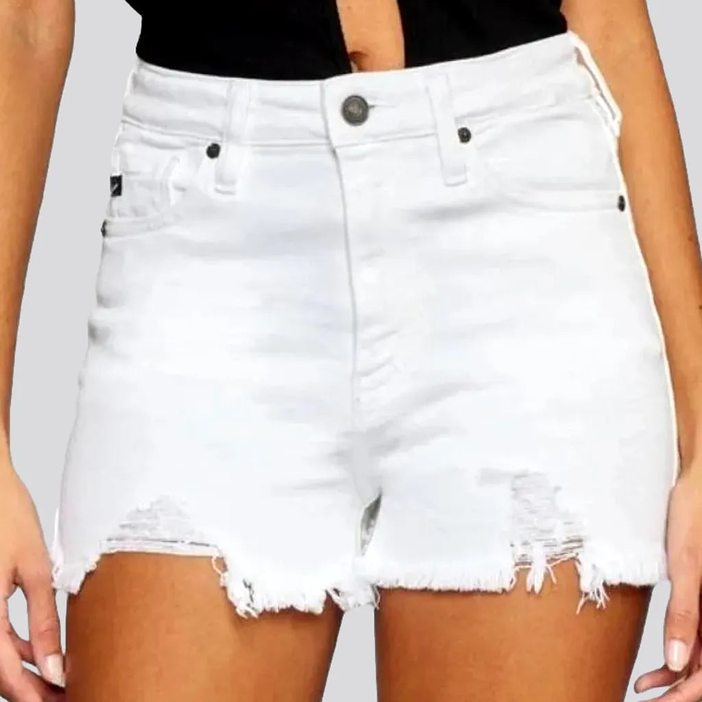 Relaxed Style Grunge distressed denim shorts for ladies