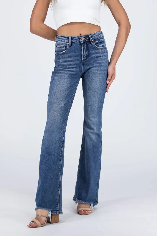 Style Beyond Borders Must Have You High-Rise Tummy Control Flare Denim Jeans In Dark Wash