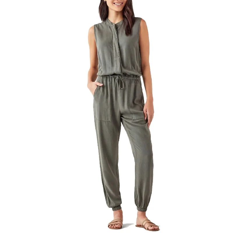 Massive Savings Brook Jumpsuit In Vintage Olive Branch