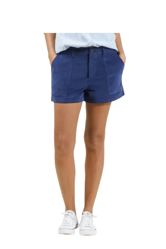 Trendy New Clothes Strech Cord Short In Dark Navy