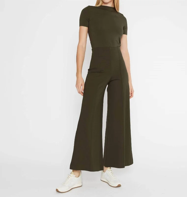 Best Sellers Ponte Knit Cropped Wide Leg Pant In Olive