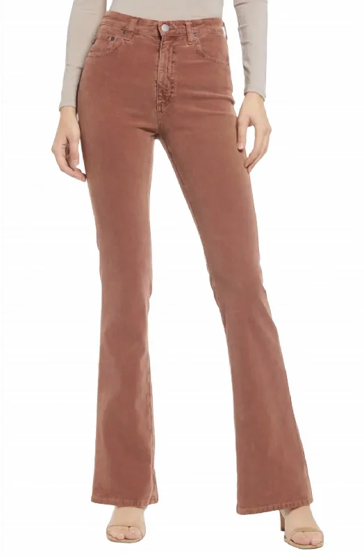 Chic And Comfortable Alexxis High Waist Vintage Bootcut Pants In Sulfer Dark Walnut