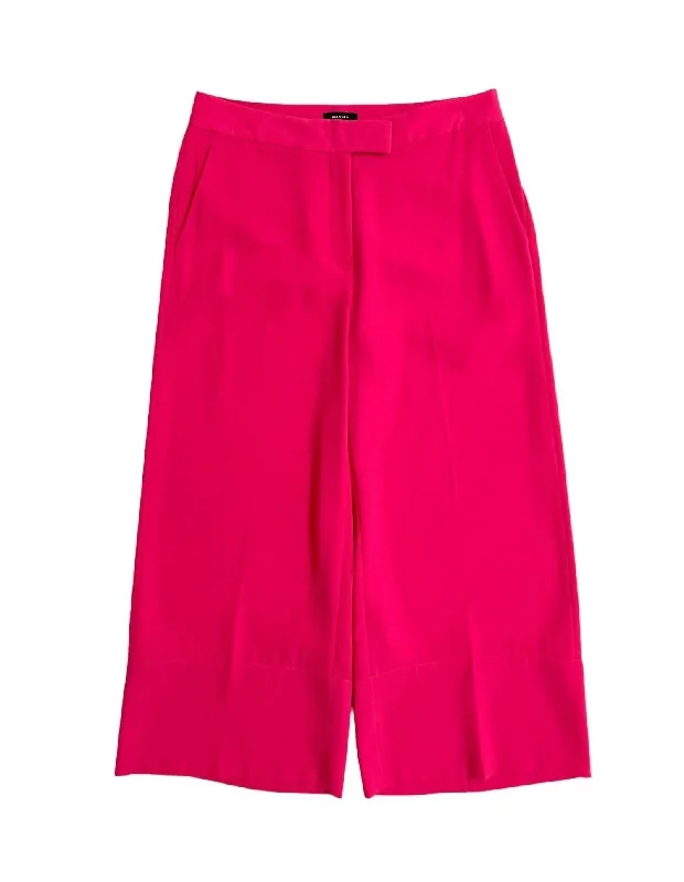 Bid Farewell To The Old Season Women's Wide Leg Crepe Culottes Cropped Pants In Pink