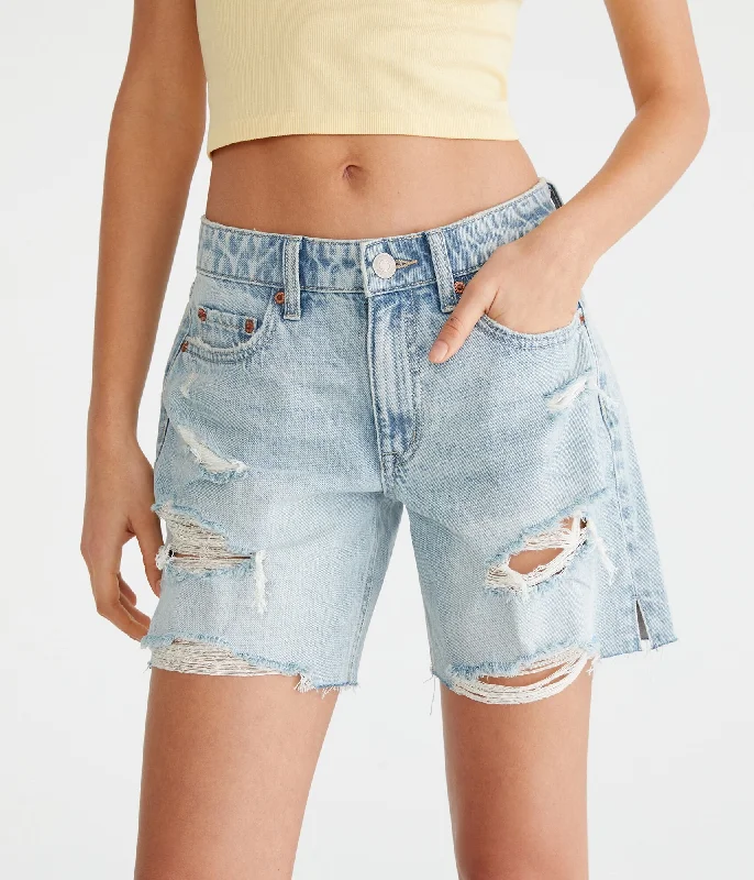 Feminine Soft - Hued Styles Aeropostale Low-Rise Baggy Denim Shorts