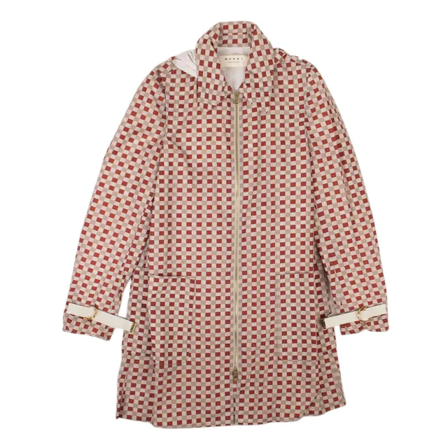 Trend Forward Women's Wear Marni Women's Beige And Red Nylon Zip-Up Checked Jacket