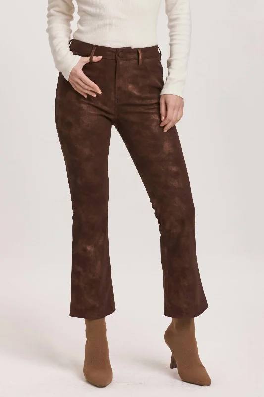 Limited Time Offer Jeanne High Rise Cropped Flare Pants In Brown Shimmer