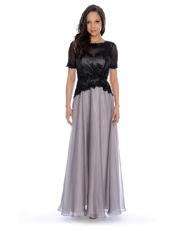 Comfortable Chic Decode 1.8 - Illusion Applique Peplum Gown 183149SC