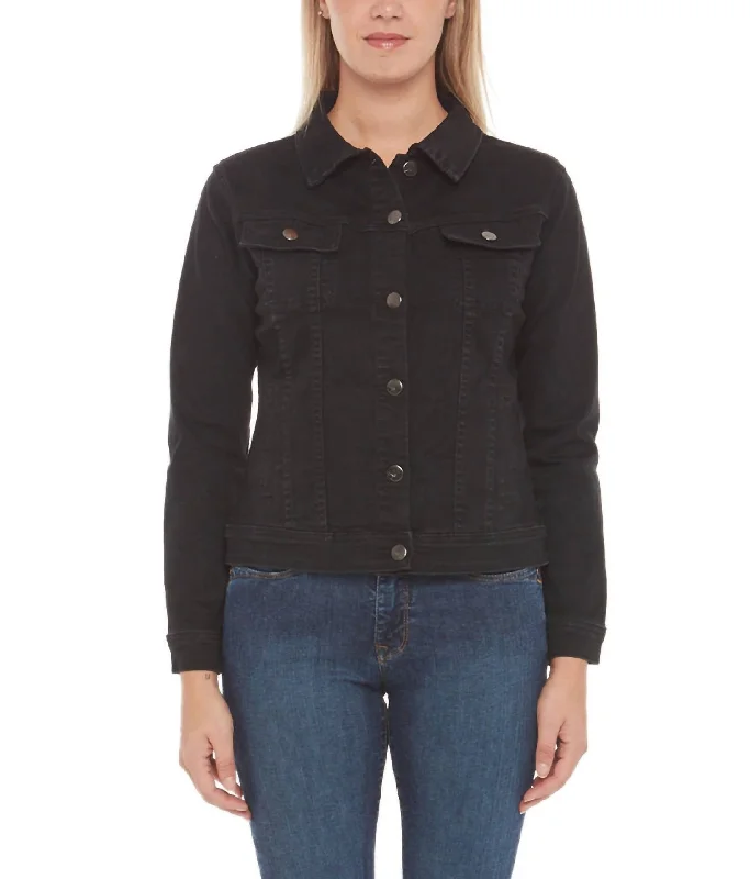 Everyday Basics Women's Classic Denim Jacket In Black