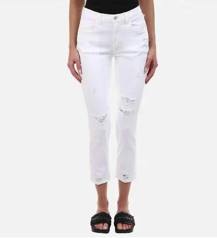 Trendy Urban Attire Sadey Classic Mid Rise Stretch Denim Skinny Jeans In White