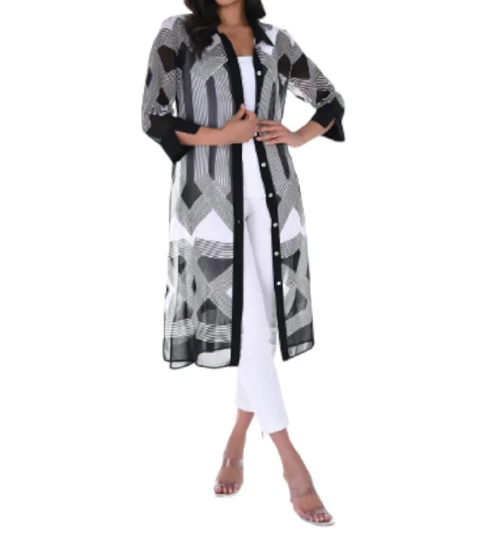 Luxury Fashion Duster Jacket In Black/off White