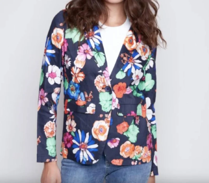 Best Deals Of The Season Printed Linen Blazer In Gardenia