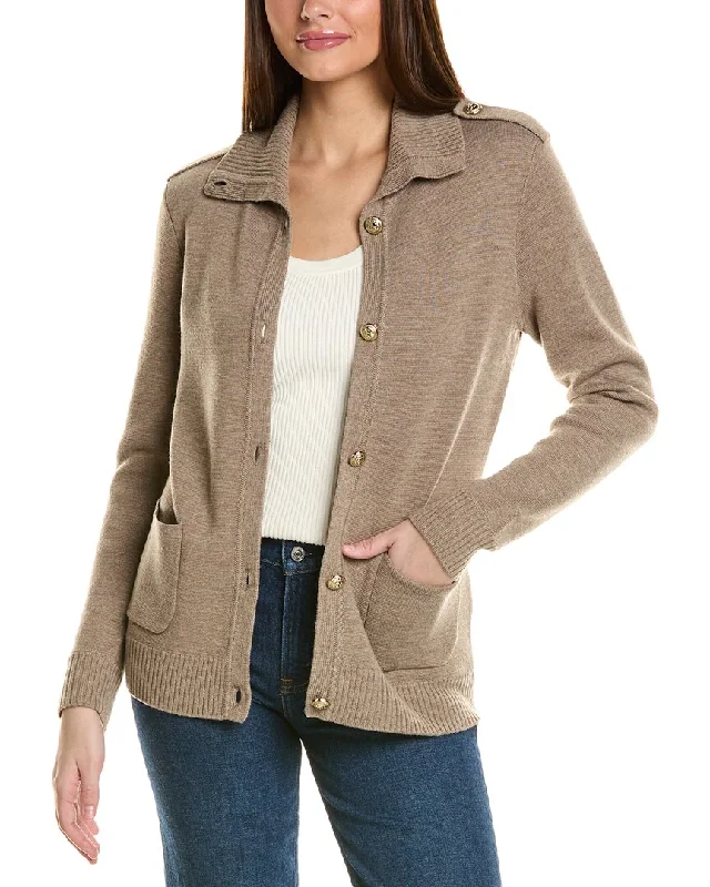 Save On Inspired Styles Bruno Magli Epaulette Wool Sweater Jacket