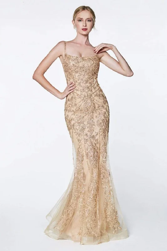 The Latest Fashion Trends Cinderella Divine - KC885 Sleeveless Sparkly Beaded Lace Mermaid Gown