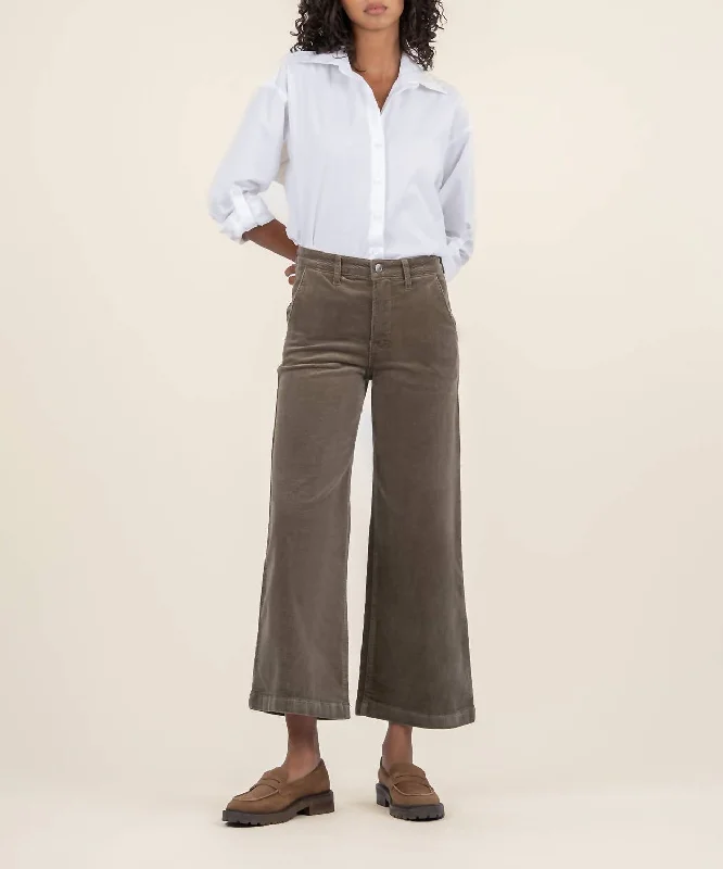 Final Sale Meg Corduroy Wide Leg Pants In Olive