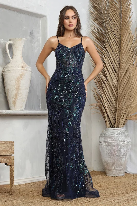 Chic Trends For The Fashion Savvy Adora 3225 Fitted Long Formal Beaded Prom Dress