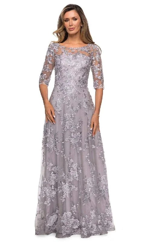 Season Appropriate Women's Collection La Femme - Embroidered Lace A-Line Gown 27854SC