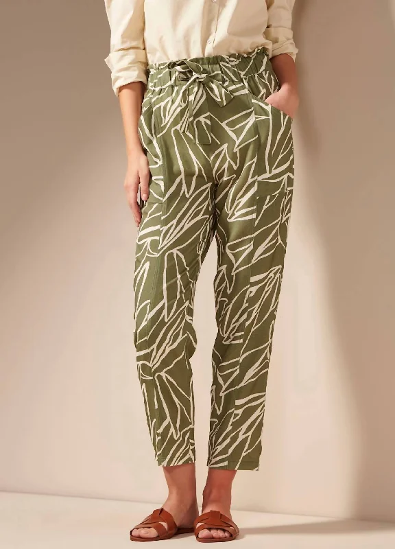 Fashion Forward Femme Laurie Linen Blend Pocket Pants In Green