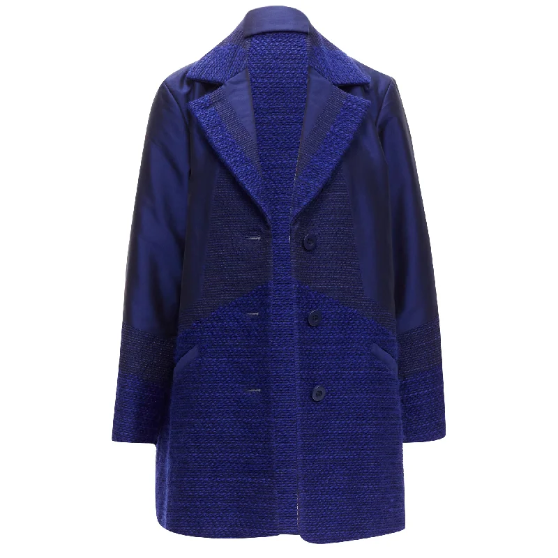 Summer Essentials Issey Miyake cobalt taffeta tweed multi-texture jacket coat