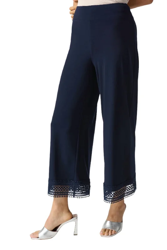 Relaxed Style Ankle-Length Wide Leg Pant In Midnight Blue