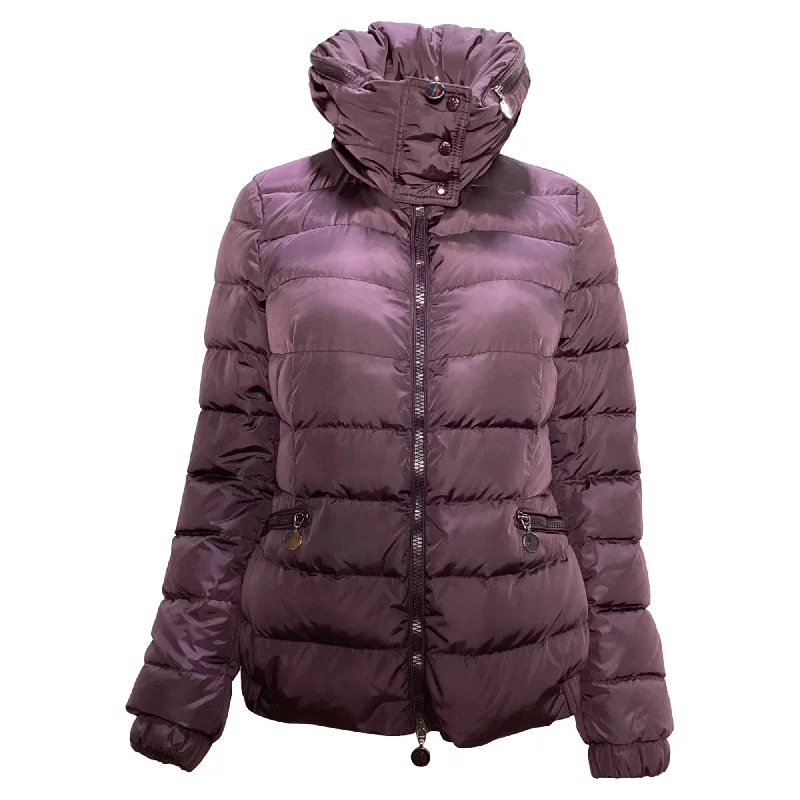 Timeless Elegance Redefined Moncler Sanglier Zipped Down Jacket in Burgundy Polyester