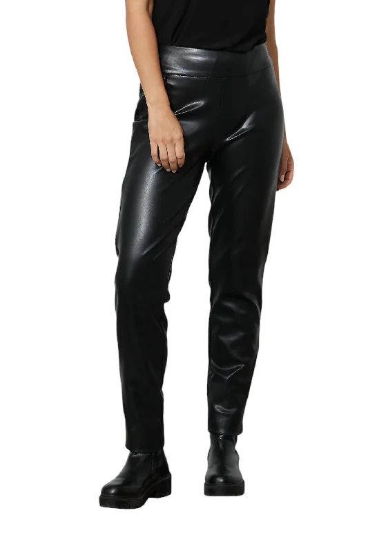 Vibrant Styles High-Waisted Faux Leather Pant In Black