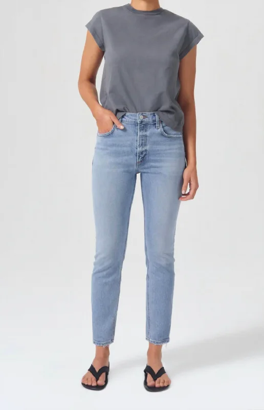 Premium Style Willow Mid Rise Skim Crop Jeans In Torch