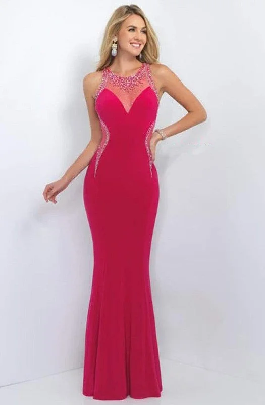 Gorgeous Glamour Collection Blush - 11080SC Jewel Sheath Jersey Evening Gown