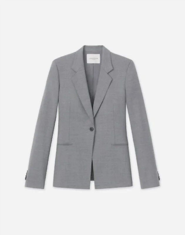 Graceful Fashion Single Button Blazer In Grey Heather