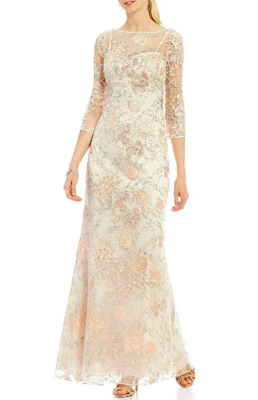 New Season Fashion Preview Aidan Mattox - Quarter Sleeve Sheer Embroidered Gown MD1E201009SC