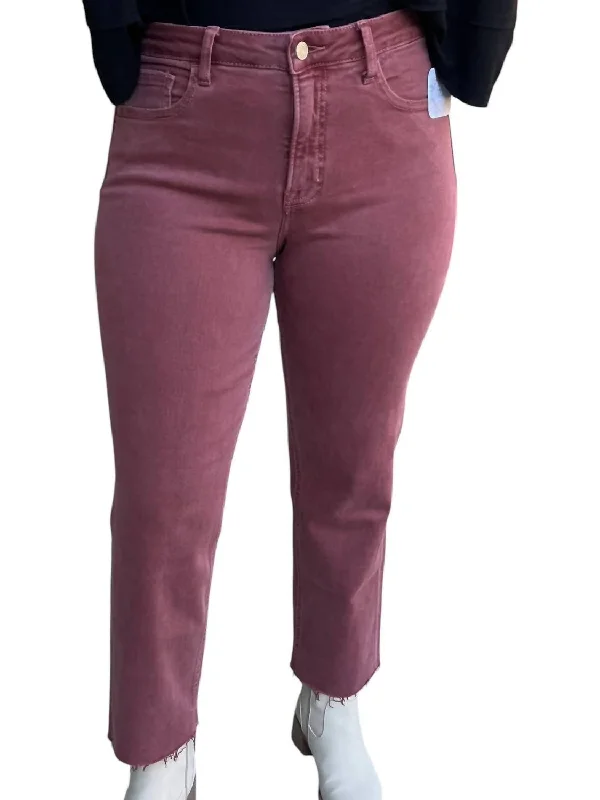 Trendy Women's Wear Collection Straight Leg Jeans In Dusty Wine