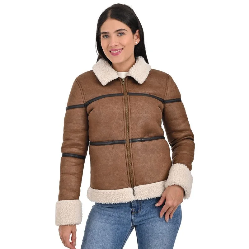 Trend Setting Wardrobe LEE Women's Fur Bomber Jacket