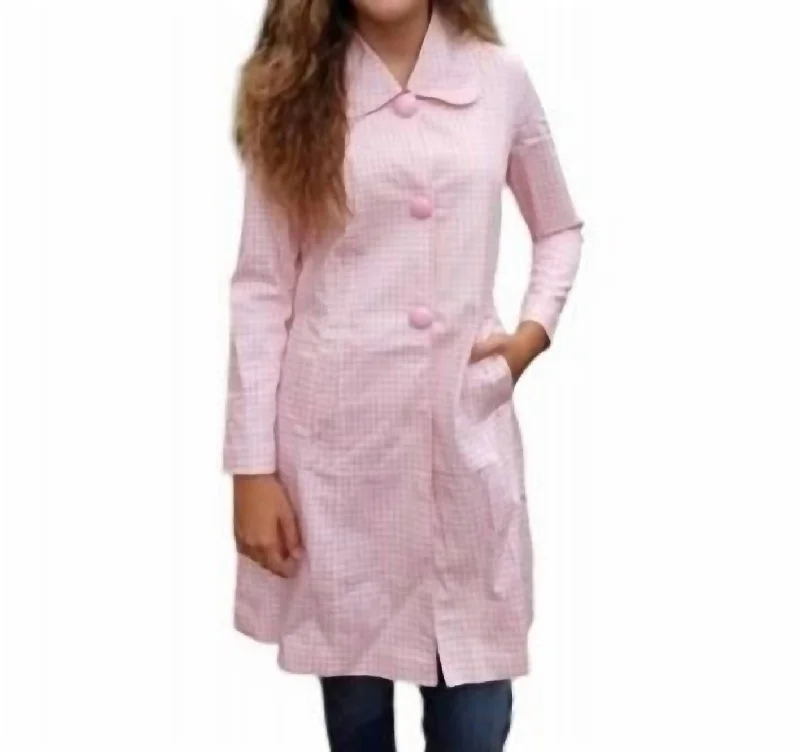 Big Discounts Checkerboard Long Jacket In Pink/white