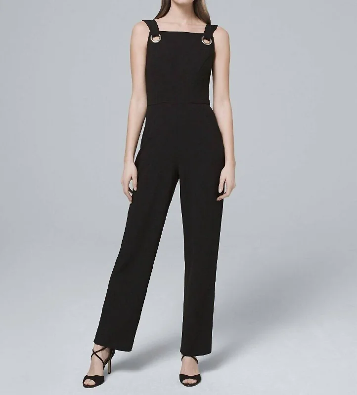 Style Upgrade New York Sleeveless Square Neck Jumpsuit In Black