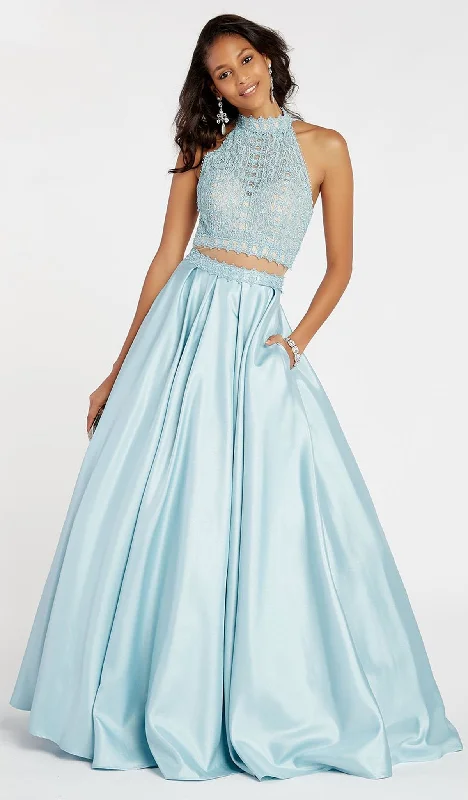 Bold Fashion Alyce Paris - Lace Croptop Mikado Satin Two-Piece Ballgown 60367SC