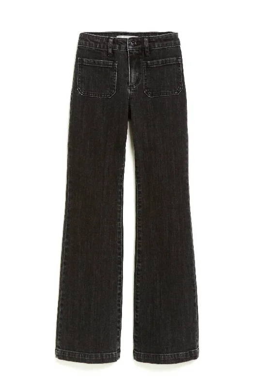 Durable Fashion Picks Faded Hi Rise Wide Leg Jeans In Black