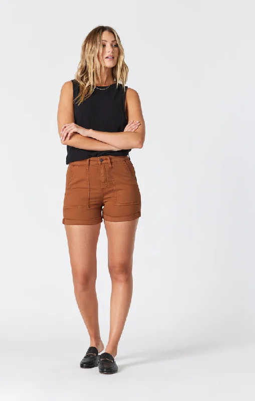 Fashion For Every Occasion SHEENA STRAIGHT SHORTS IN ROASTED PECAN TWILL