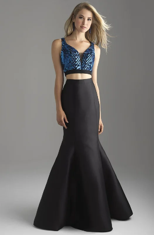 Effortless Style, Endless Impact Madison James - 18-637SC Sequined Two Piece Plunging V-Neck Gown