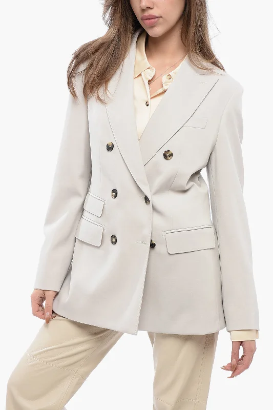 Premium Style Max Mara Double-Breasted Cadore Blazer With Peak Lapel