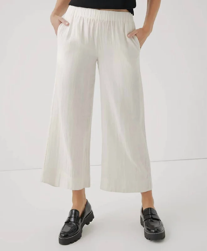 High End Women's Wear Women's Coastal Double Gauze Wide Leg Pant In Sea Salt