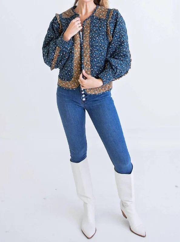 Athleisure Wear Special Offer Floral Ditzy Jacket In Blue/brown