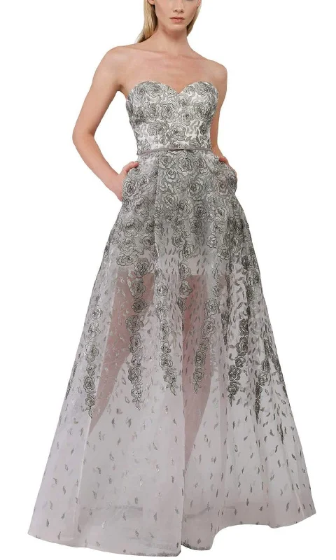 Trendy Pulse Janique - 17045SC Strapless Floral Embellished A-Line Gown