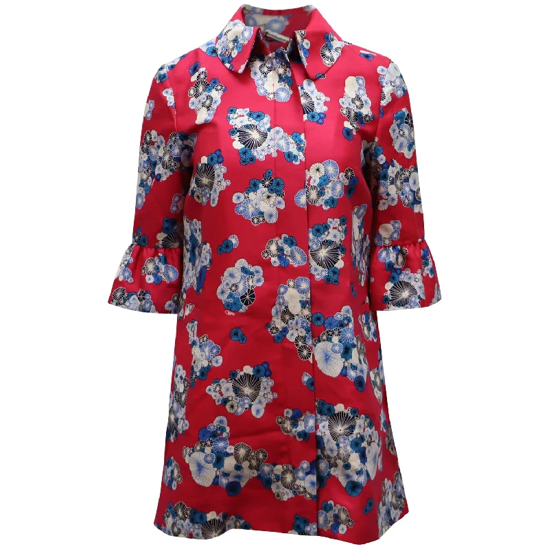 Limited Time Offers Diane Von Furstenberg Philippa Coat with Floating Flowers Print in Multicolor Wool