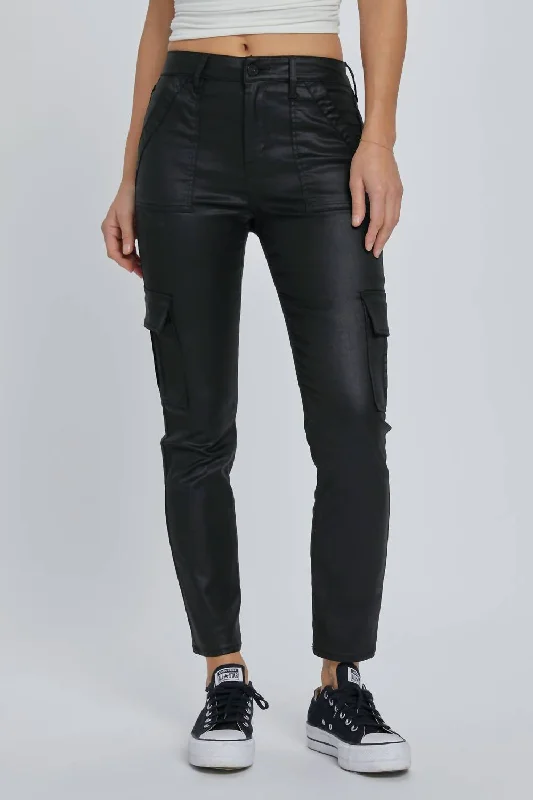 Unleash Your Trendy Side Cigarette Cargo Pants In Black