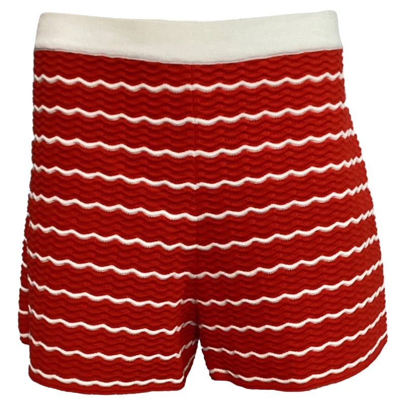 You'Ll Love Us Because Carolina Herrera Striped  Pointelle-Knit Shorts in Red Viscose