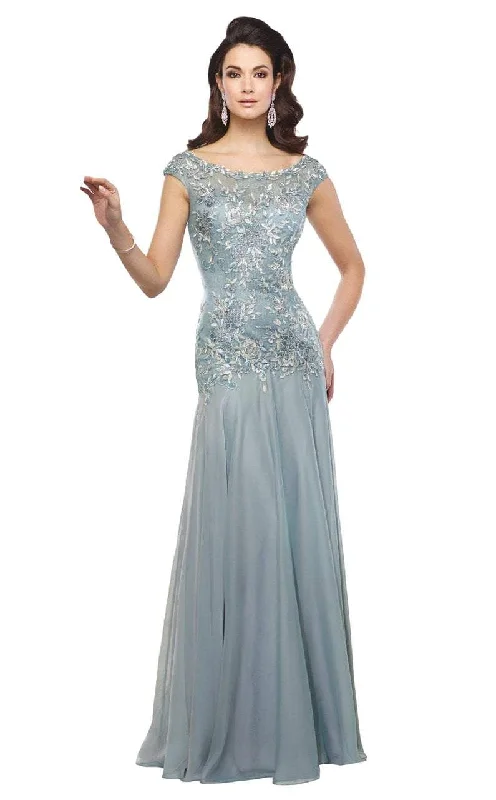 Huge Discounts This Week Montage by Mon Cheri - 216962 Metallic Lace Fit and Flare Chiffon Gown