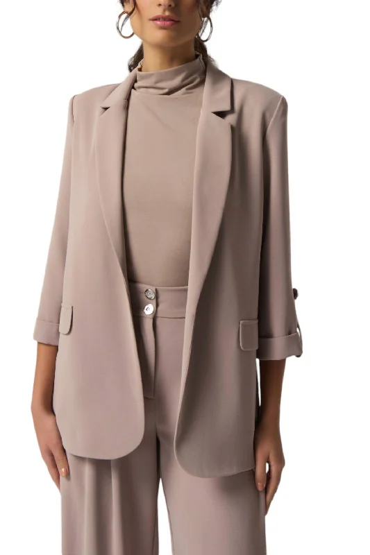 Hurry Before It's Gone Notched Collar Blazer In Latte